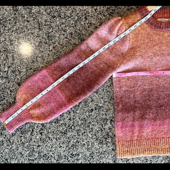 Alison Joy Kayla Puff Sleeve Pullover sweater pink orange ombré size XS - Picture 11 of 14
